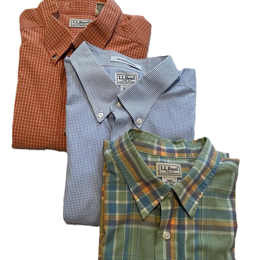 Preppy Outdoor Dad-core (Lot of 3) L.L. Bean Men's SS Button-up Shirts sizes XLT